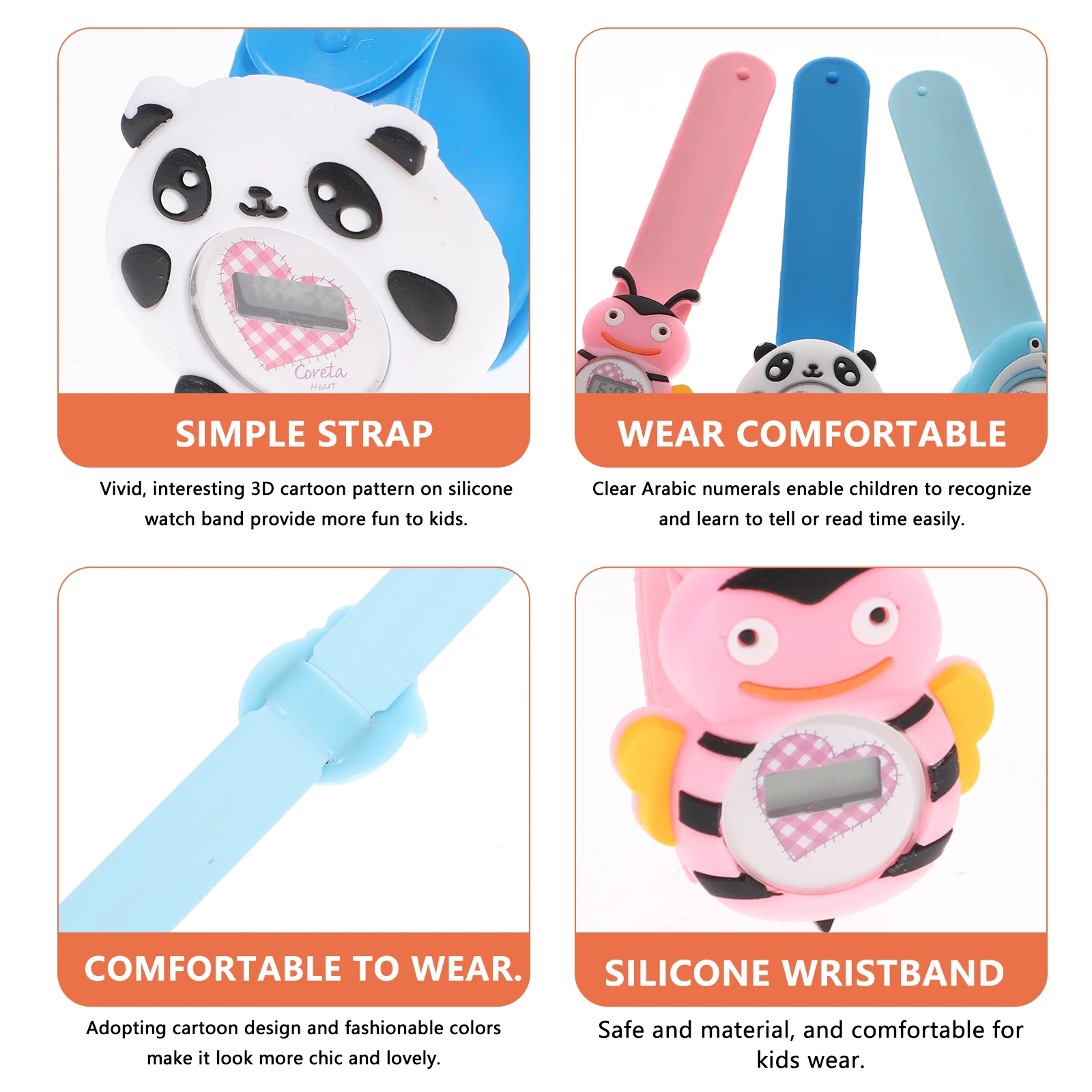Детские цифровые силиконовые часы с мультяшным рисунком - Фотография_4
