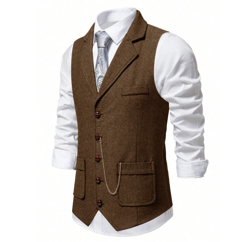 Мужской твидовый шерстяной жилет - Фотография_5