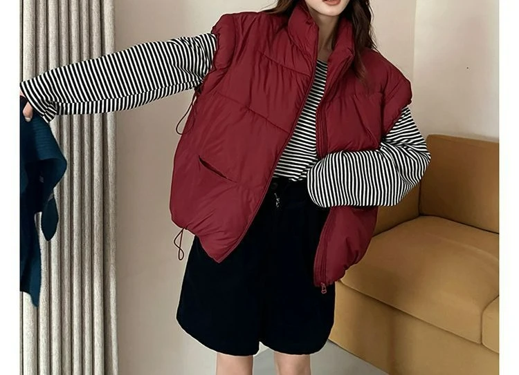 Новая женская утолщенная повседневная пуховая хлопковая жилетка - Фотография_3