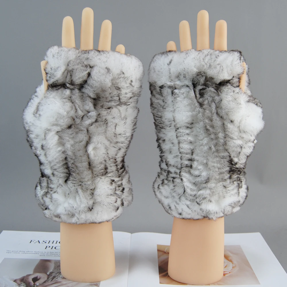 Новые модные перчатки из натурального меха кролика рекс - Фотография_2
