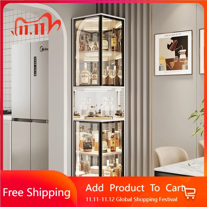 Прозрачный стеклянный барный шкаф