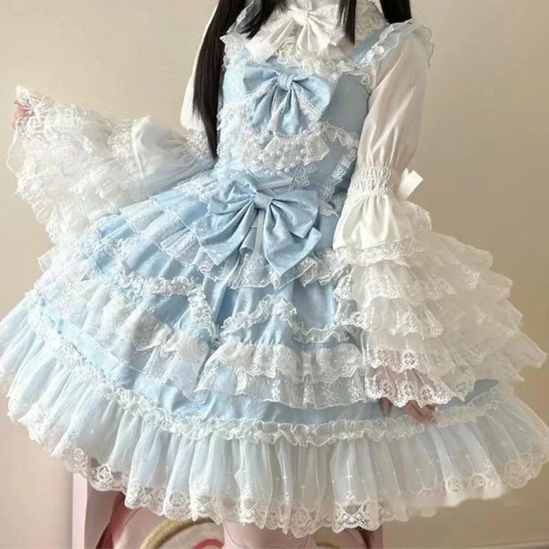 Bow gothic dresses y2k lolita jk - Фотография_2