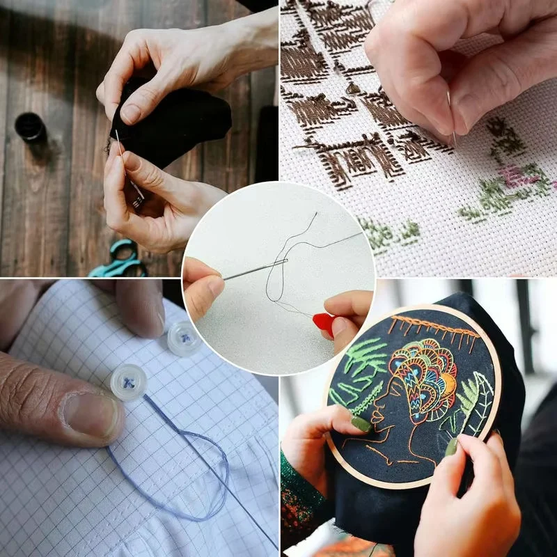 7 размеров, набор острых игл для шитья с большим ушком - Фотография_6