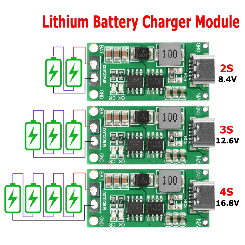 Тип c bms 2s 3s 4s 1a 2a 4a 18650