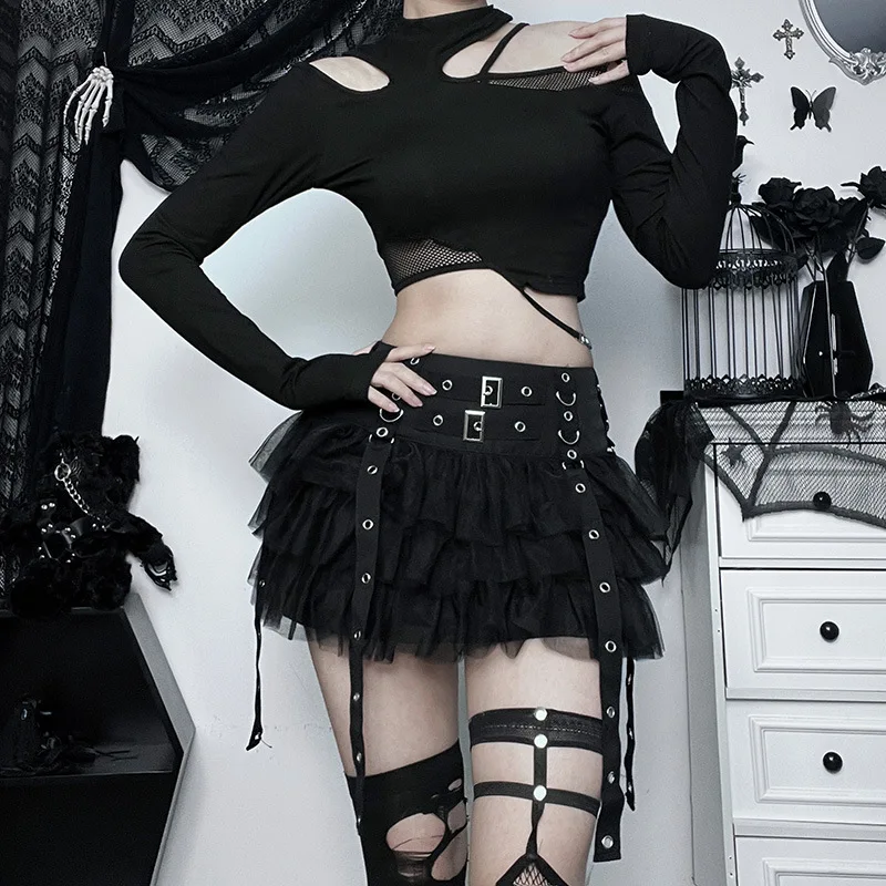 Сетчатый в готическом стиле мини-юбки goth dark - Фотография_6