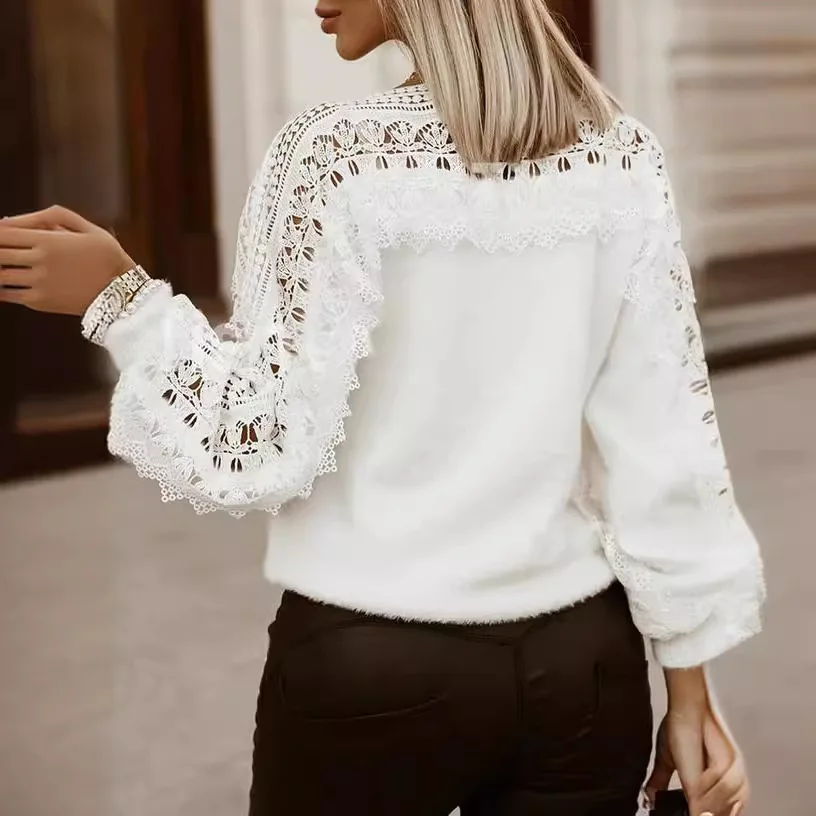 Новый весенний женский модный ажурный свитер - Фотография_4