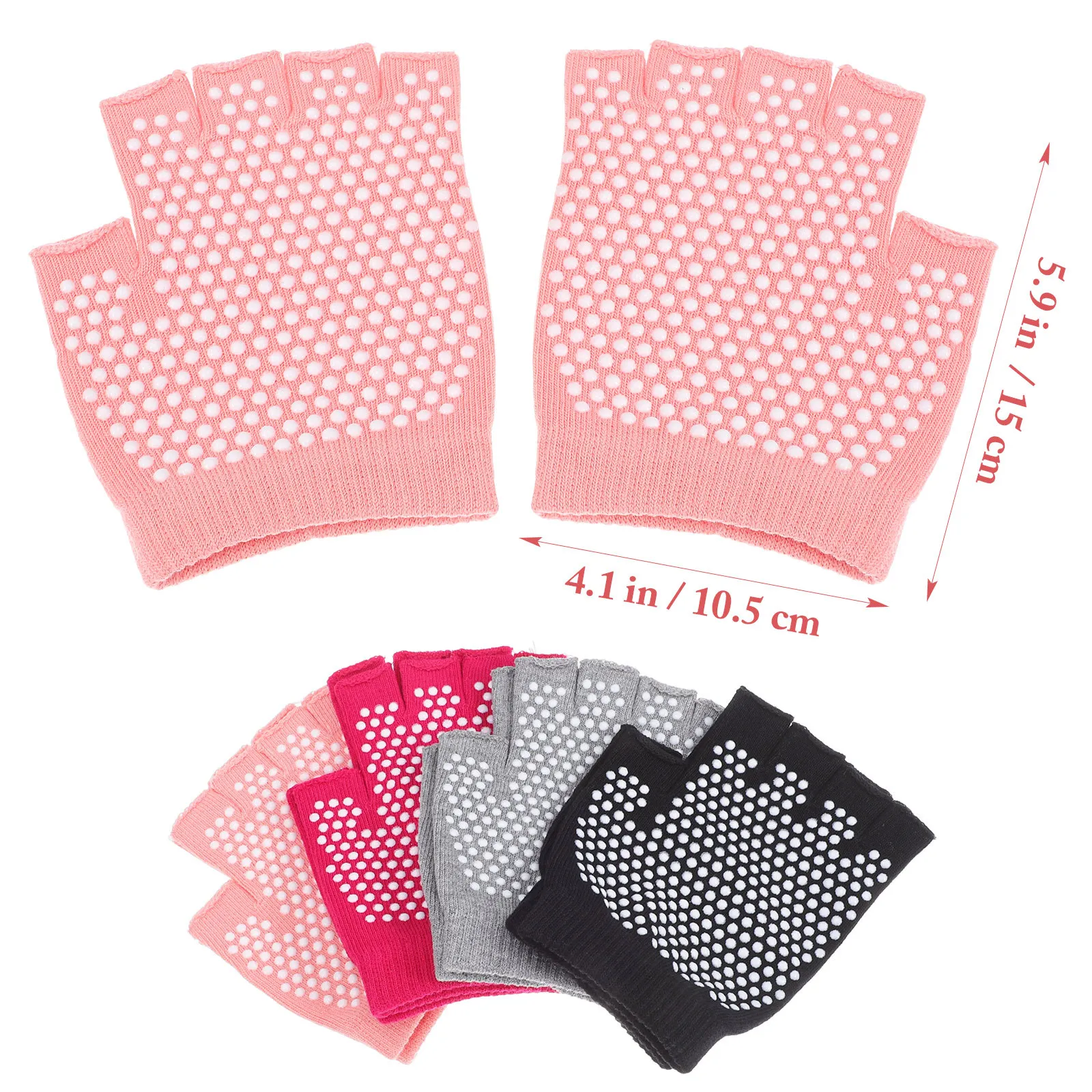 4 пары противоскользящих перчаток для йоги для женщин - Фотография_5