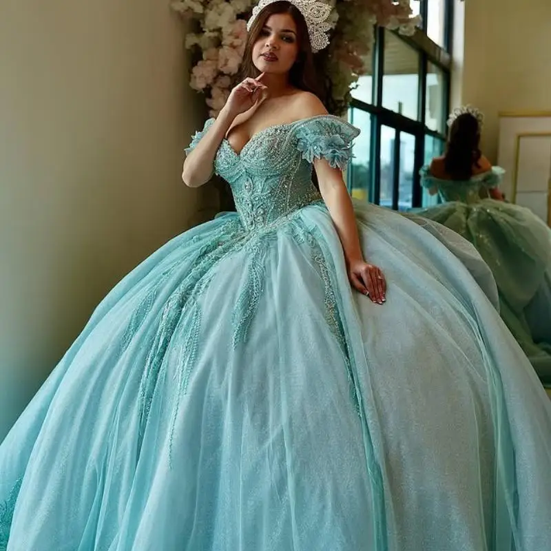 Мятно-зеленое платье quinceanera - Фотография_6