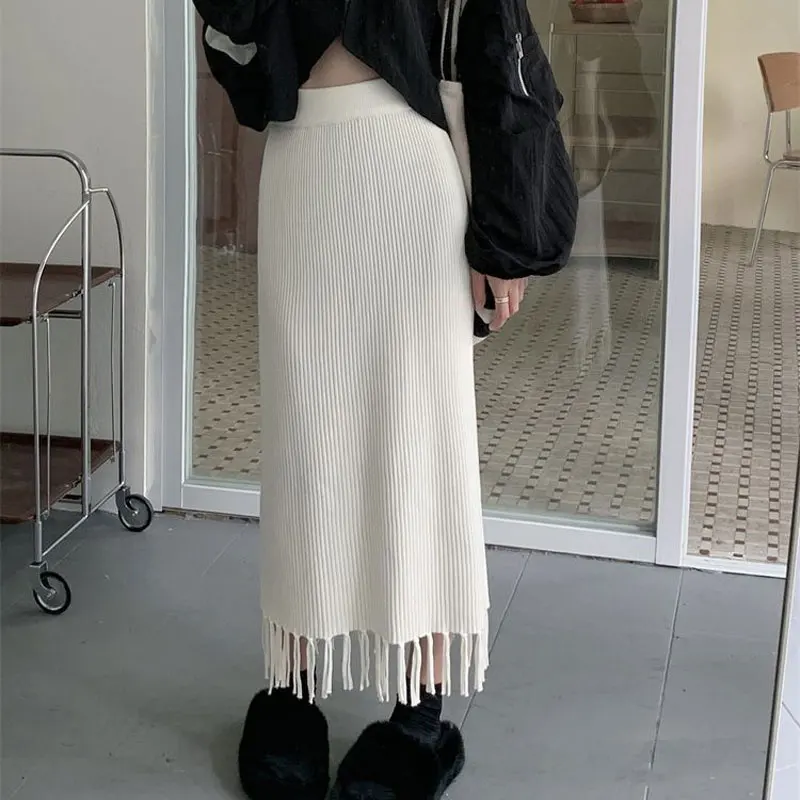 Юбка-миди трикотажная трапециевидная с высокой талией - Фотография_5