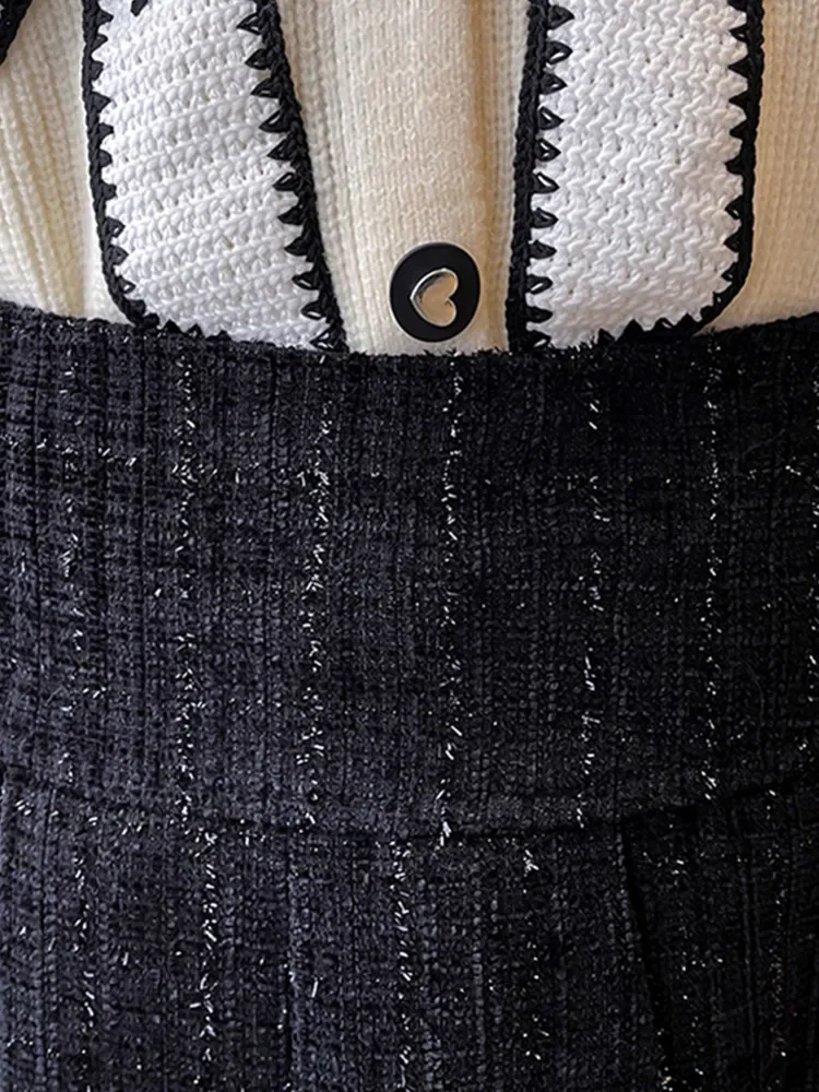 Черные твидовые мини-юбки женские - Фотография_3
