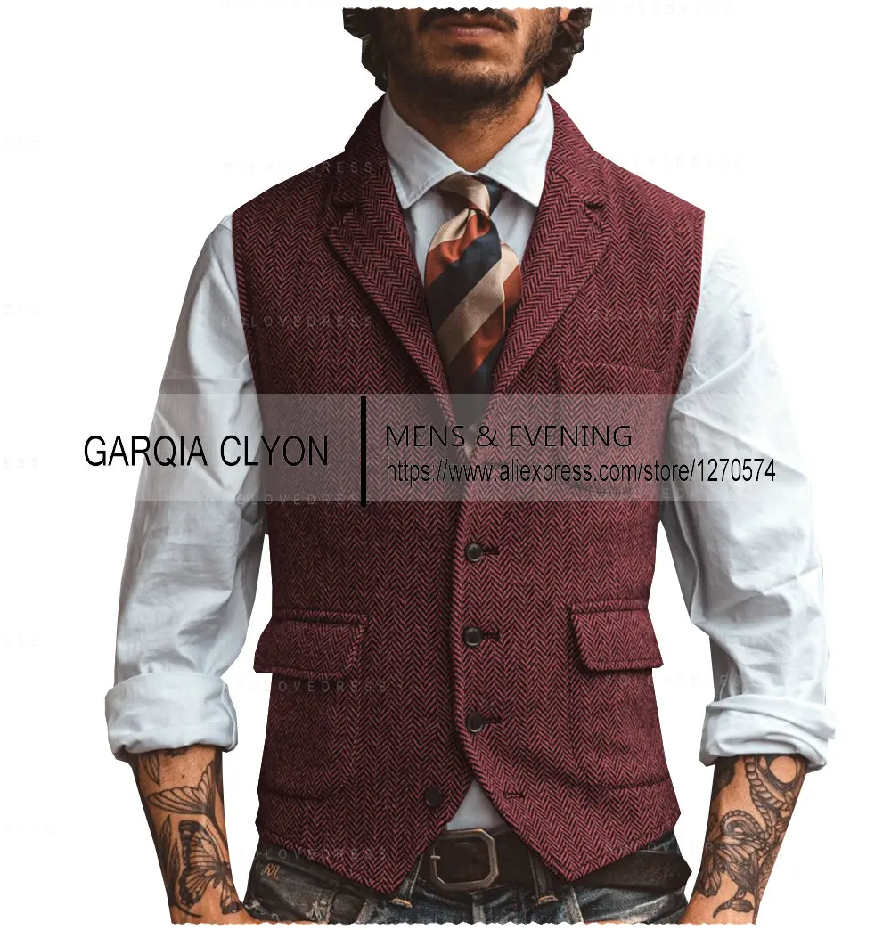 Новый мужской костюм с v-образным вырезом и лацканами - Фотография_4