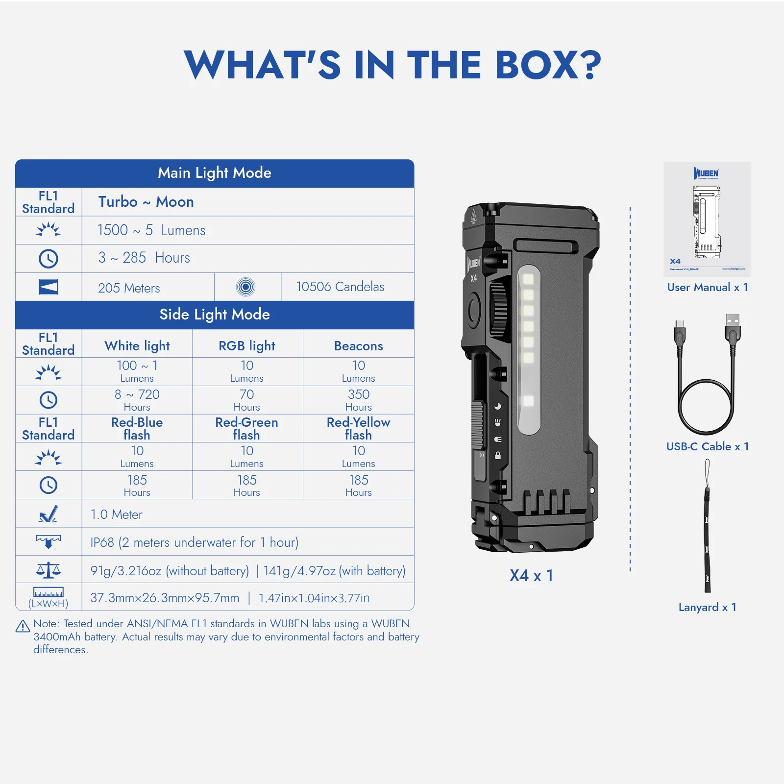 Плоский фонарик wuben x4 edc с rgb-подсветкой - Фотография_6