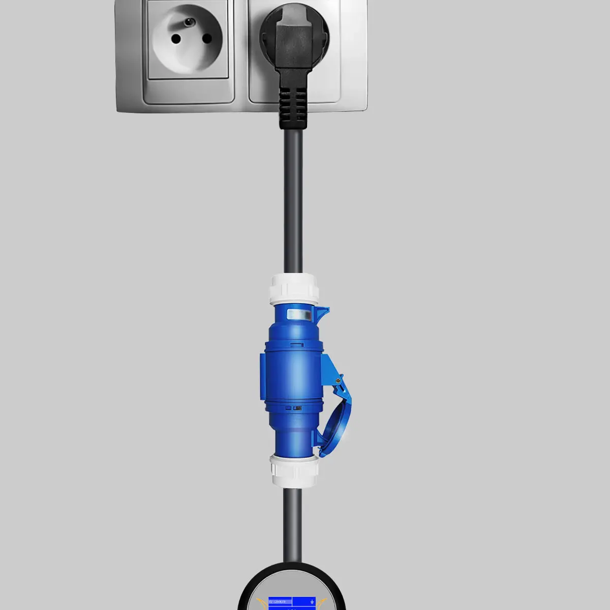 32a blue cee socket to 16a eu schuko plug adapter 7kw to 3 - Фотография_5