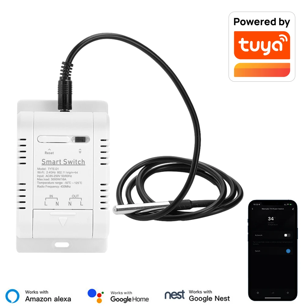 Tuya wi-fi 16a умный переключатель
