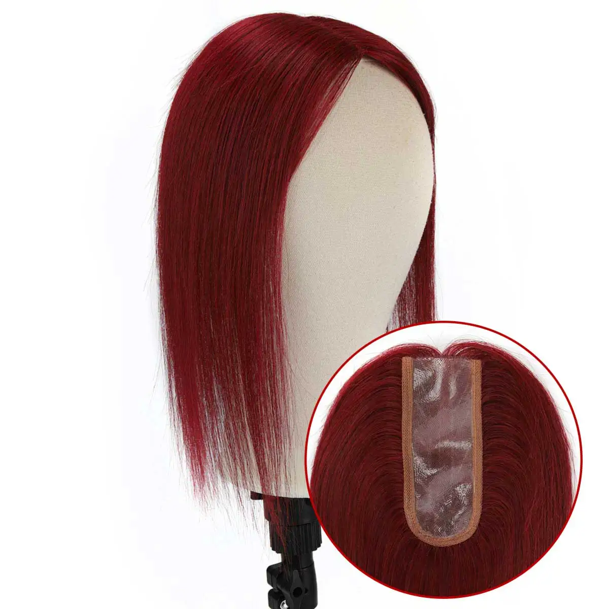 Tuw22 cherry red hair pu topper