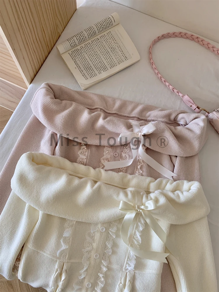 Осенне-зимний корейский модный сладкий комплект из 2 предметов - Фотография_5