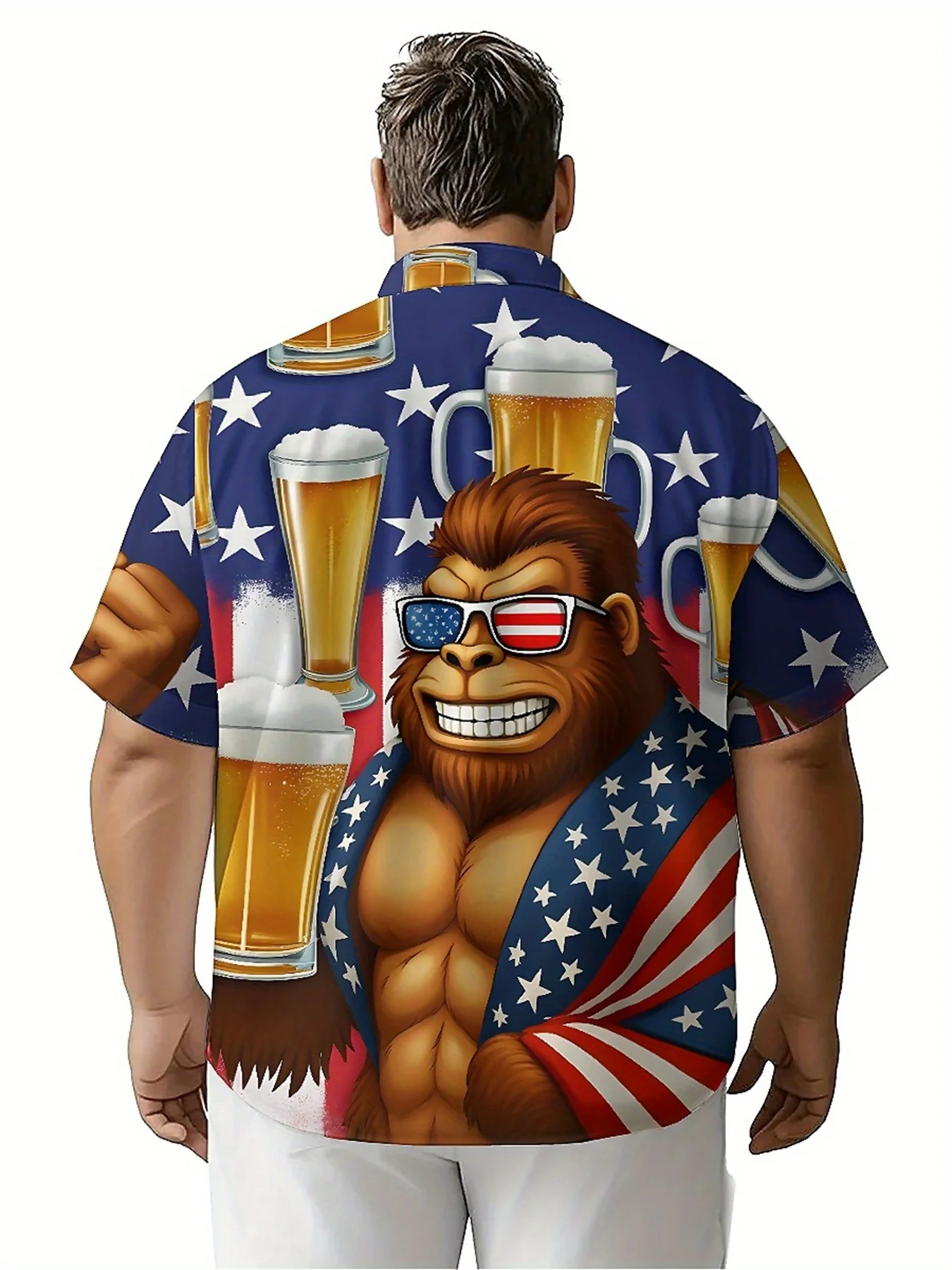 Мужские гавайские рубашки больших размеров sasquatch drinking beer - Фотография_5