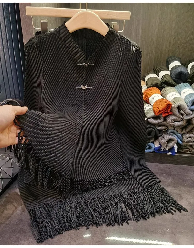 Miyake плиссированный костюм с кисточками из 2 предметов с юбкой - Фотография_4