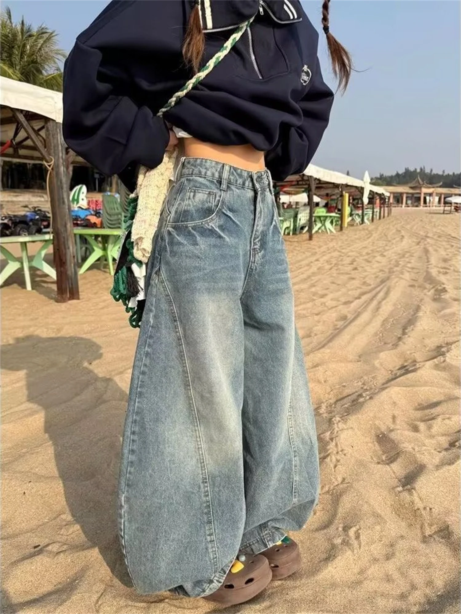 Y2k женские светло-голубые винтажные - Фотография_4