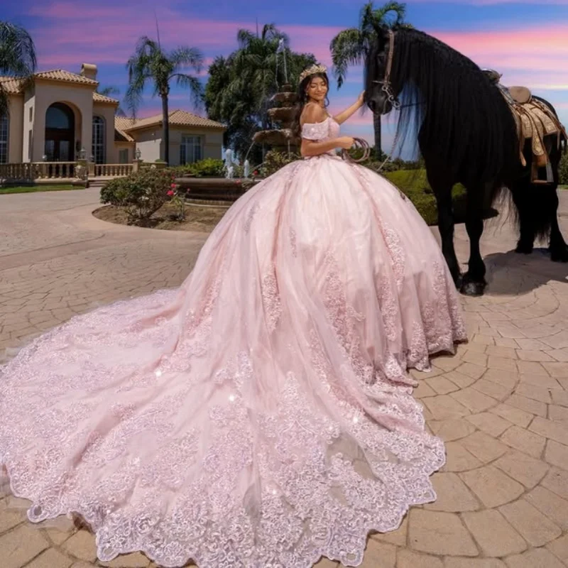 Простые светло-розовые платья quinceanera - Фотография_3