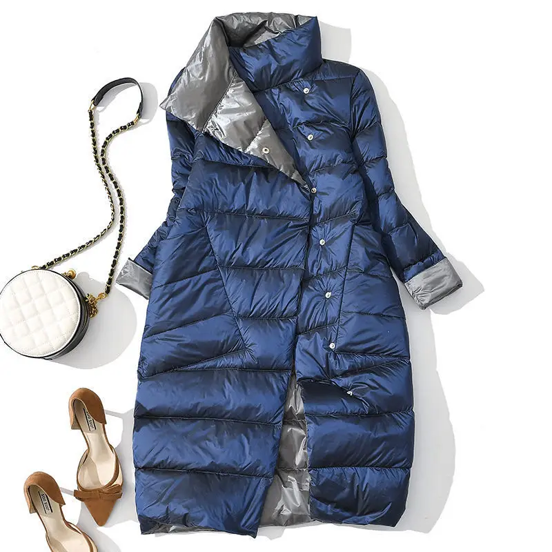 Двустороннее женское теплое пуховое пальто - Фотография_2