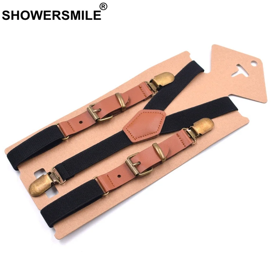 Showersmile мужские кожаные подтяжки