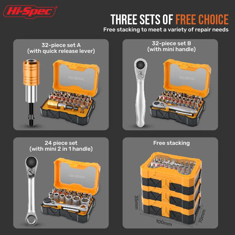 Набор торцевых ключей hi-spec 72-t с мини-трещоткой - Фотография_5