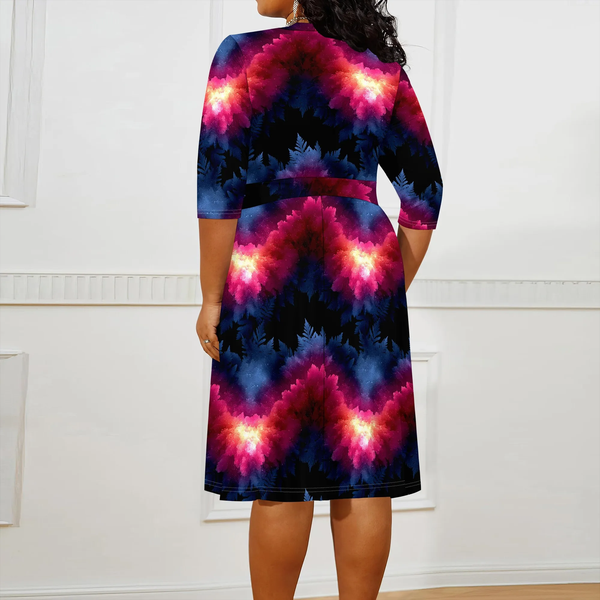 Плюс размер galaxy wrap dress для - Фотография_3