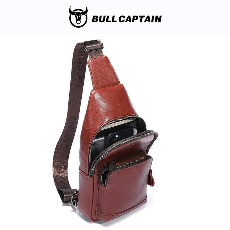 Bullcaptain мужская нагрудная сумка из натуральной кожи - Фотография_3