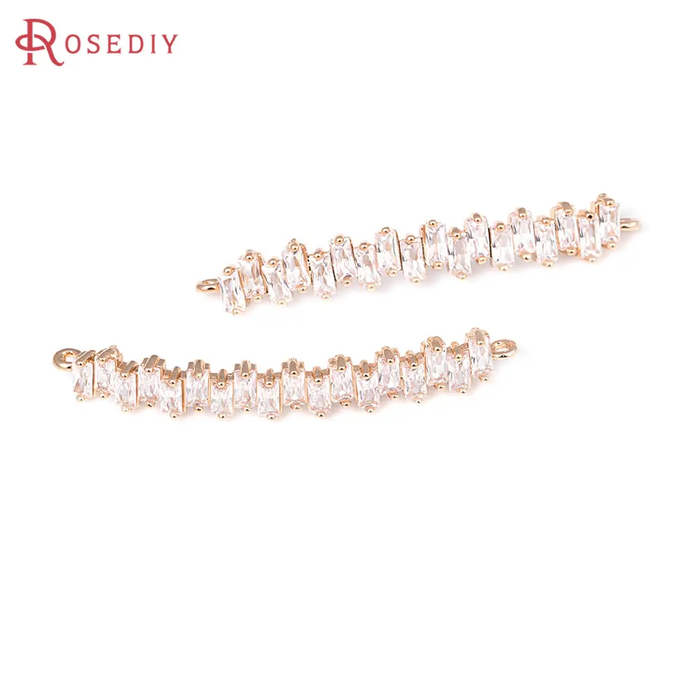 Изогнутые прямоугольные подвески из латуни и циркония с 2 отверстиями - Фотография_2