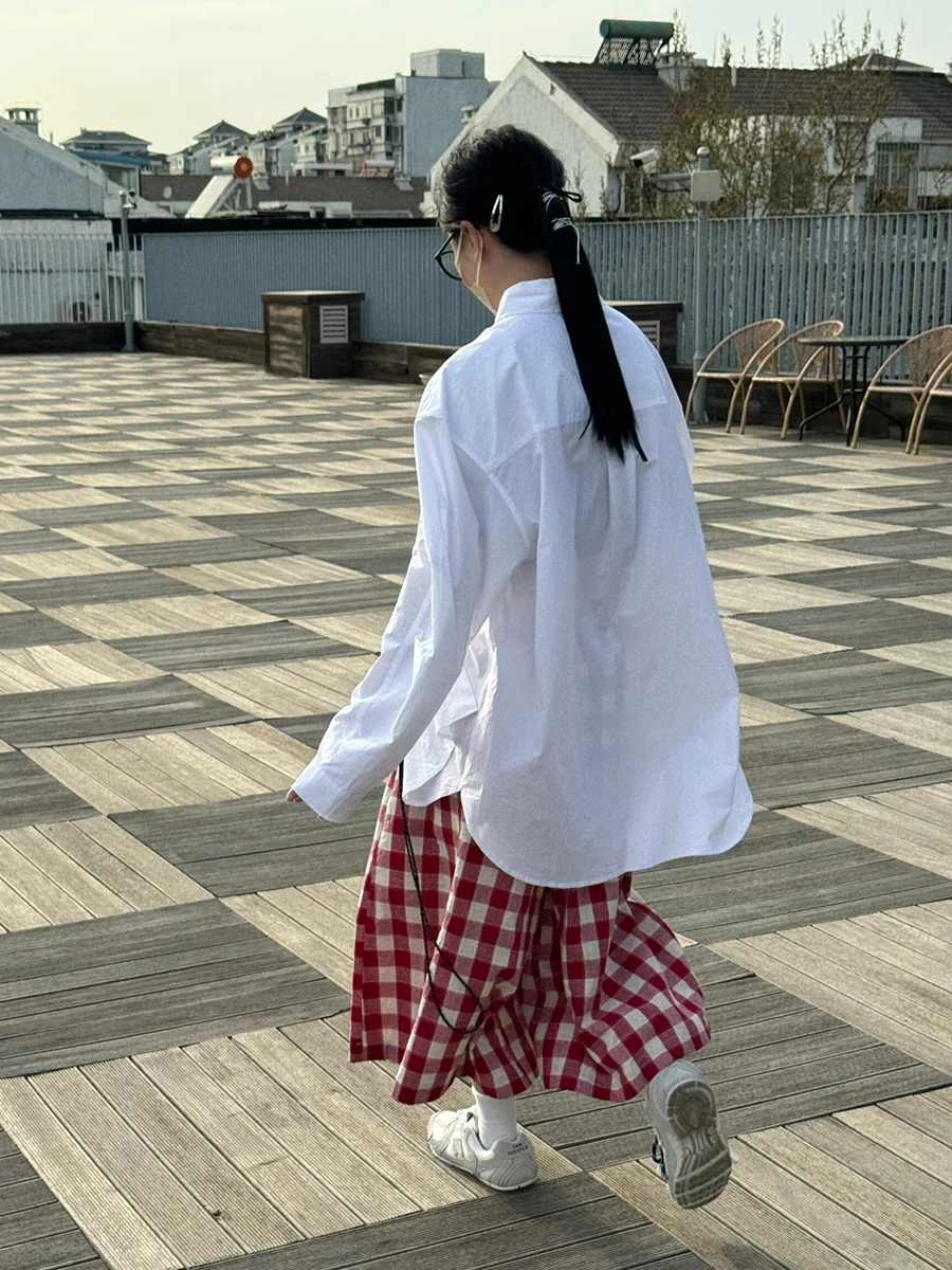 Reddachic женские клетчатые красные брюки-палаццо с карманами для отдыха - Фотография_6