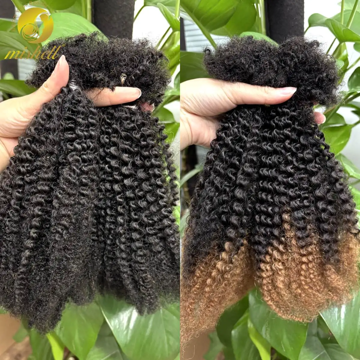 Ombre, афро-кудрявые вьющиеся человеческие волосы - Фотография_2
