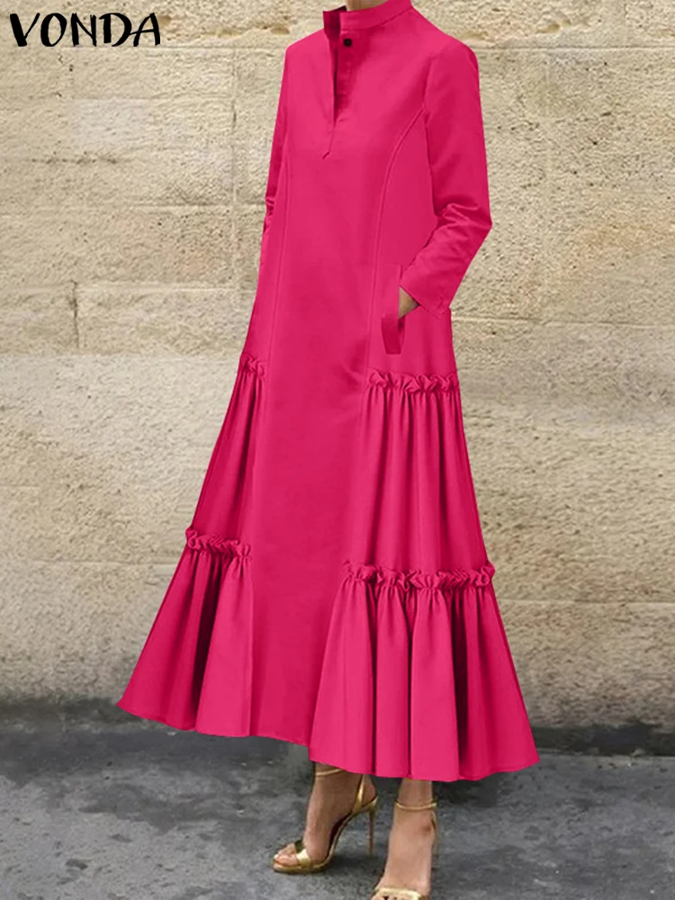 Плюс размер vonda женское длинное платье макси с рюшами 2024