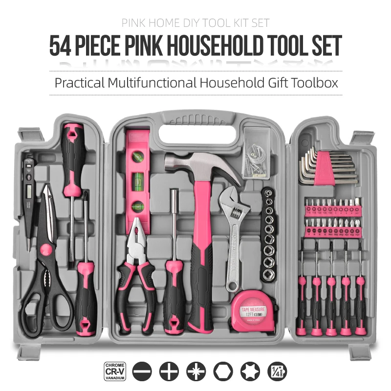 Розовый женский набор ручных инструментов - Фотография_2