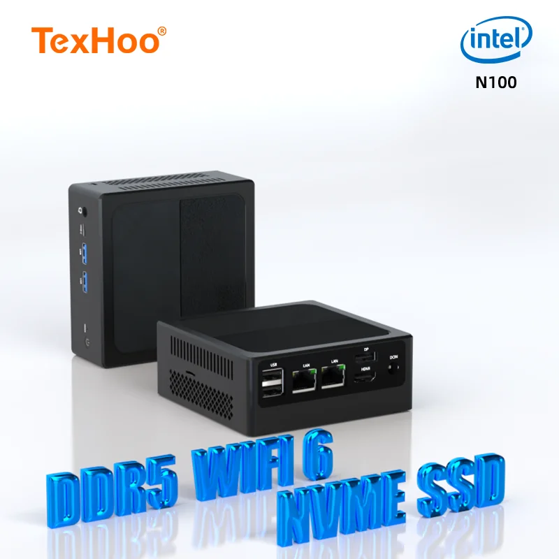 Texhoo мини-пк intel n100 двухдиапазонный wifi6 bt5