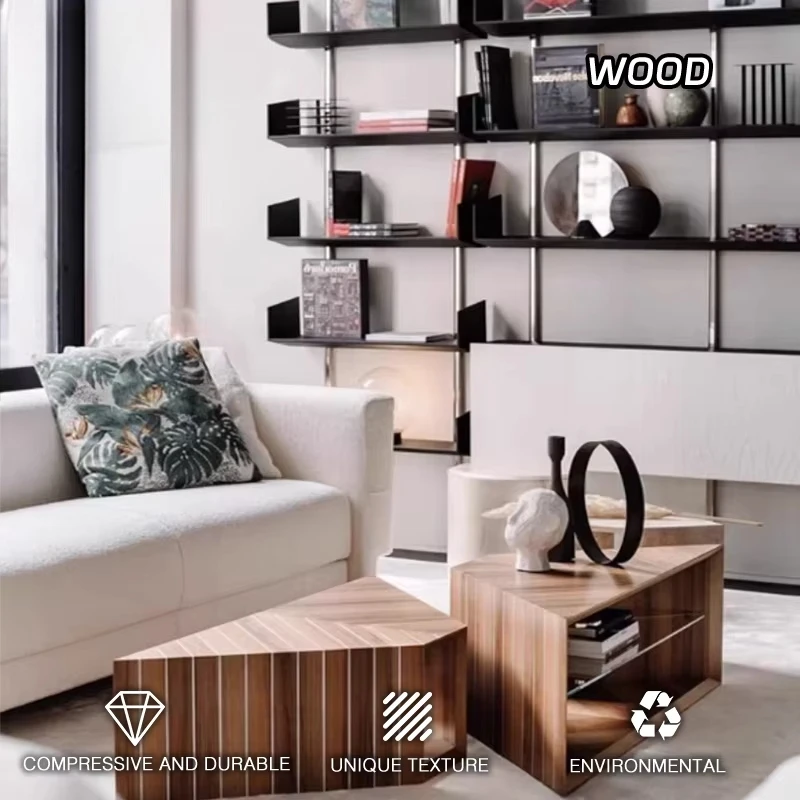 Современный простой треугольный деревянный журнальный столик