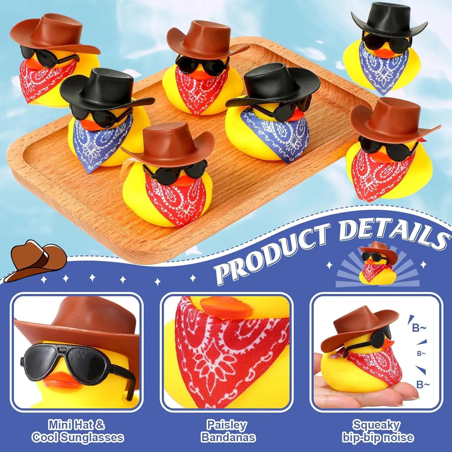 Set cowboy rubber duck mini yellow - Фотография_2