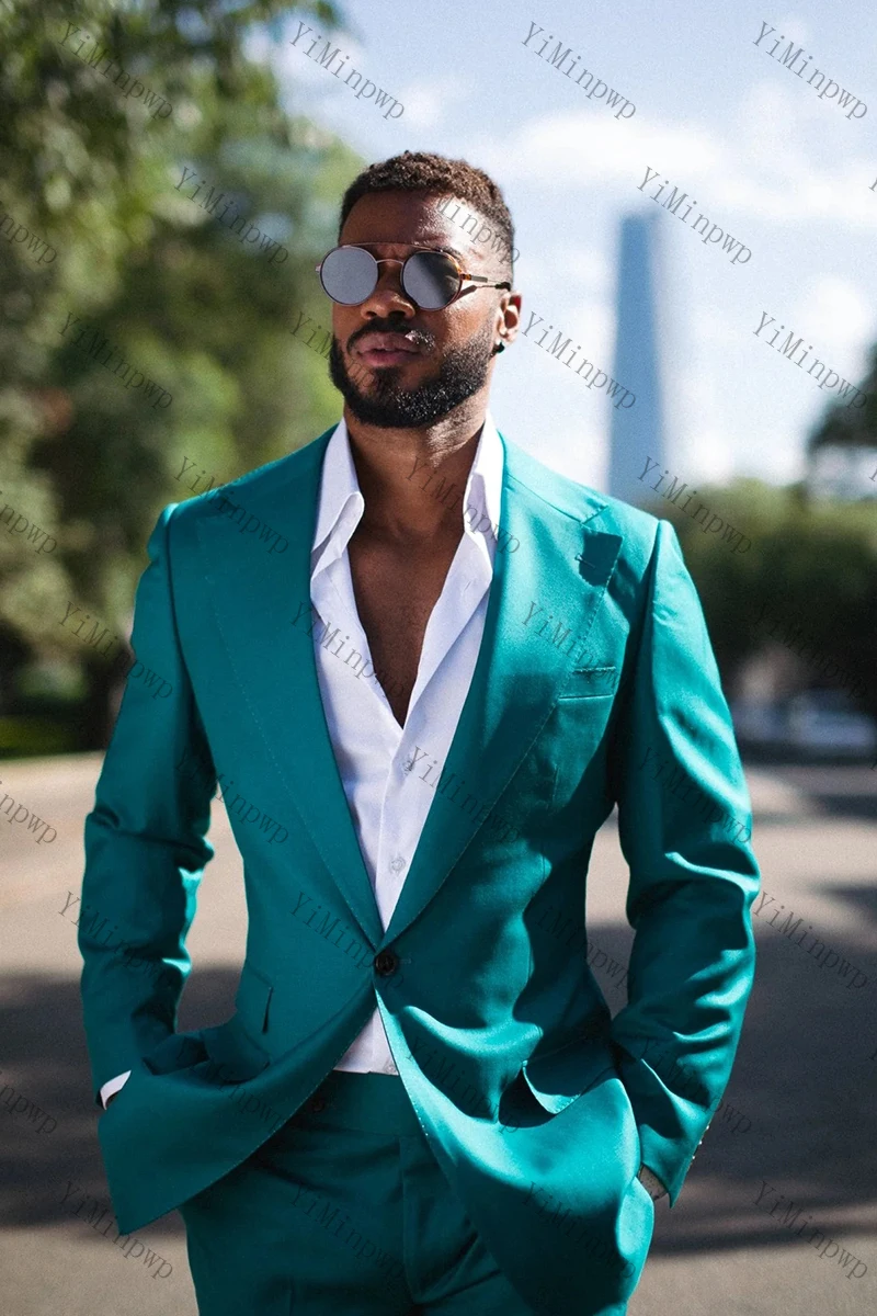 Yiminpwp бирюзовый мужской костюм - Фотография_3