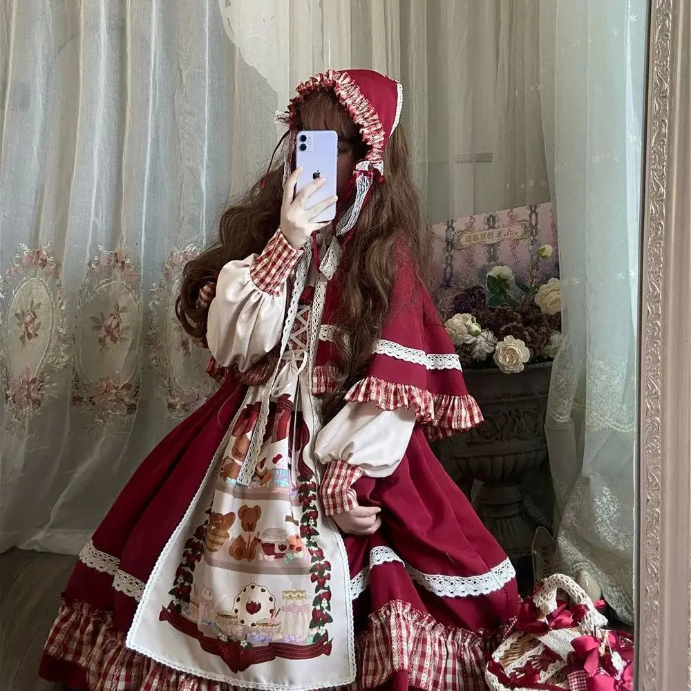 Красная шапочка юбка лолита полный - Фотография_4