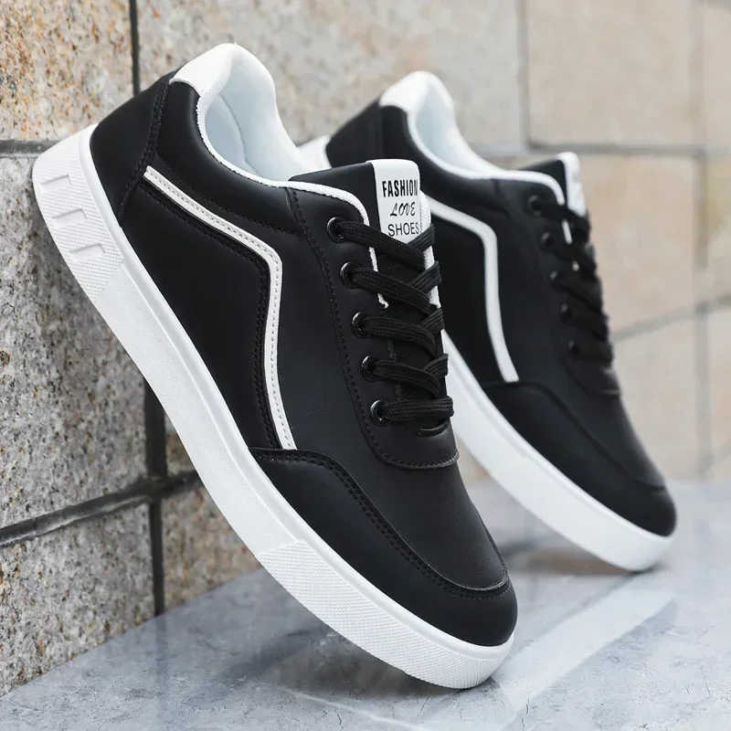 Мужские кожаные повседневные кроссовки высокого качества - Фотография_3