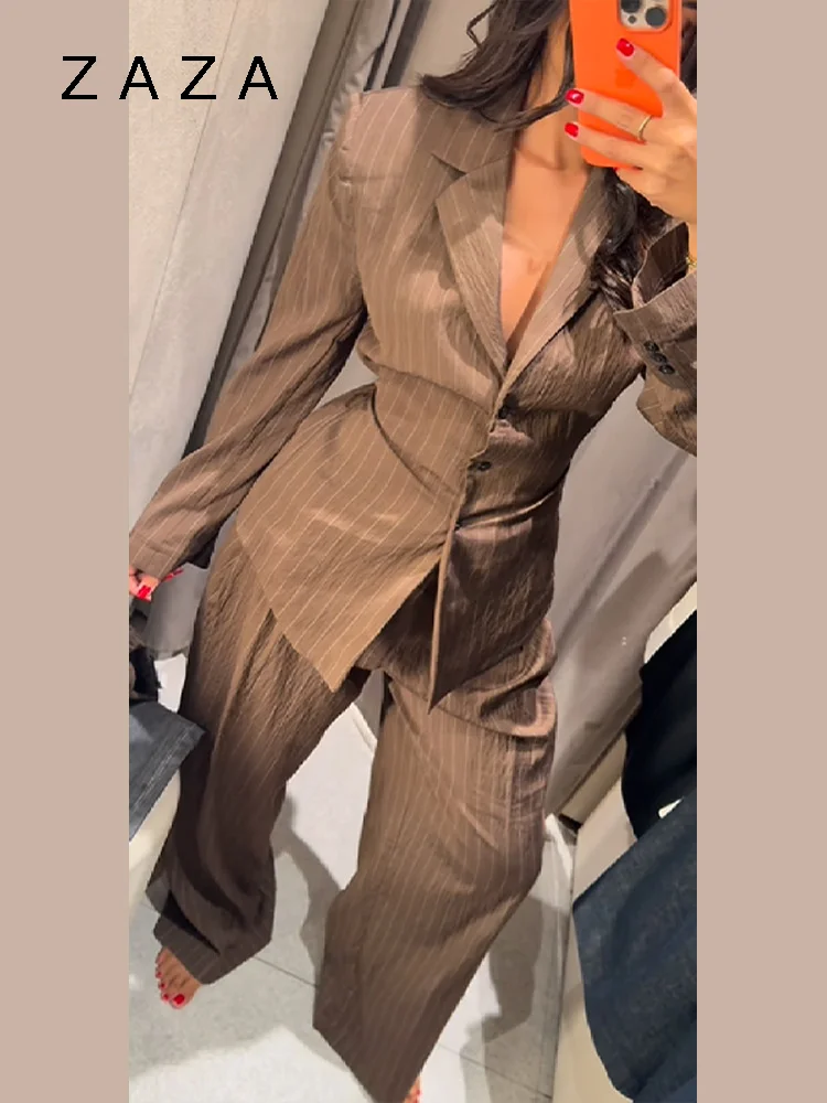 Винтажный блейзер в коричневую полоску - Фотография_2