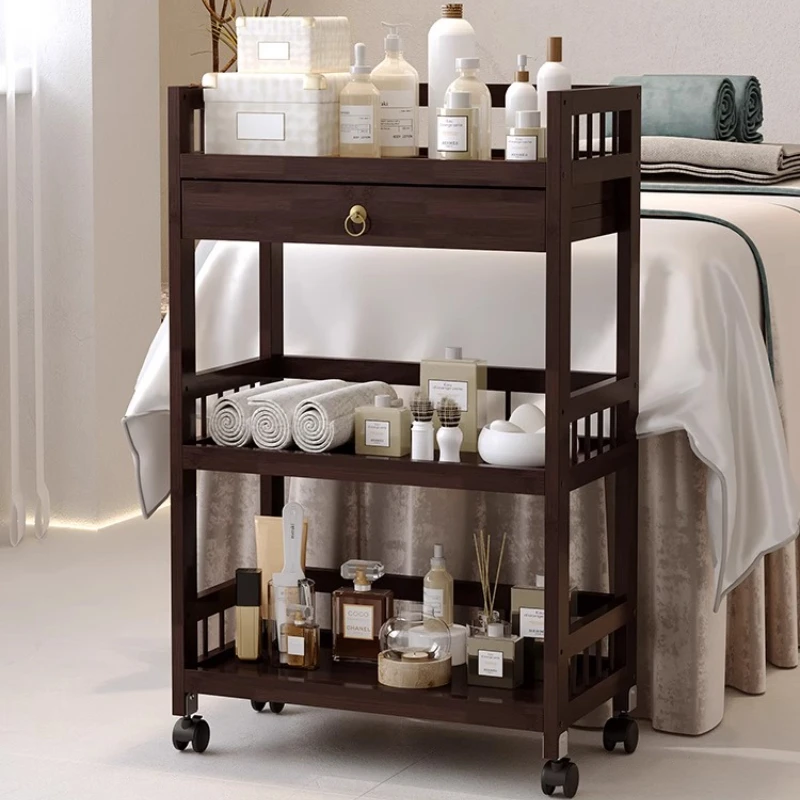 Бамбуковая тележка на колесиках для салона красоты - Фотография_4