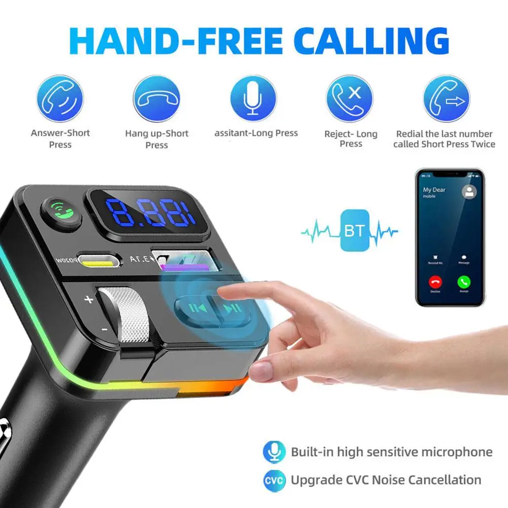 Автомобильный bluetooth abs fm-передатчик pd type-c