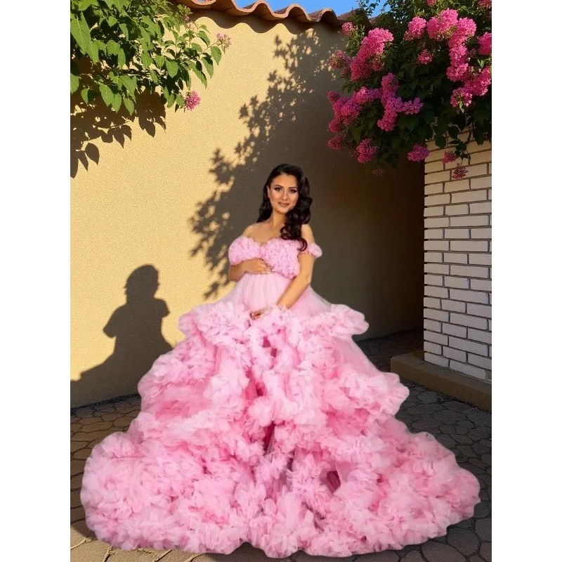 Пышный тюлевой халат с разрезом спереди - Фотография_3