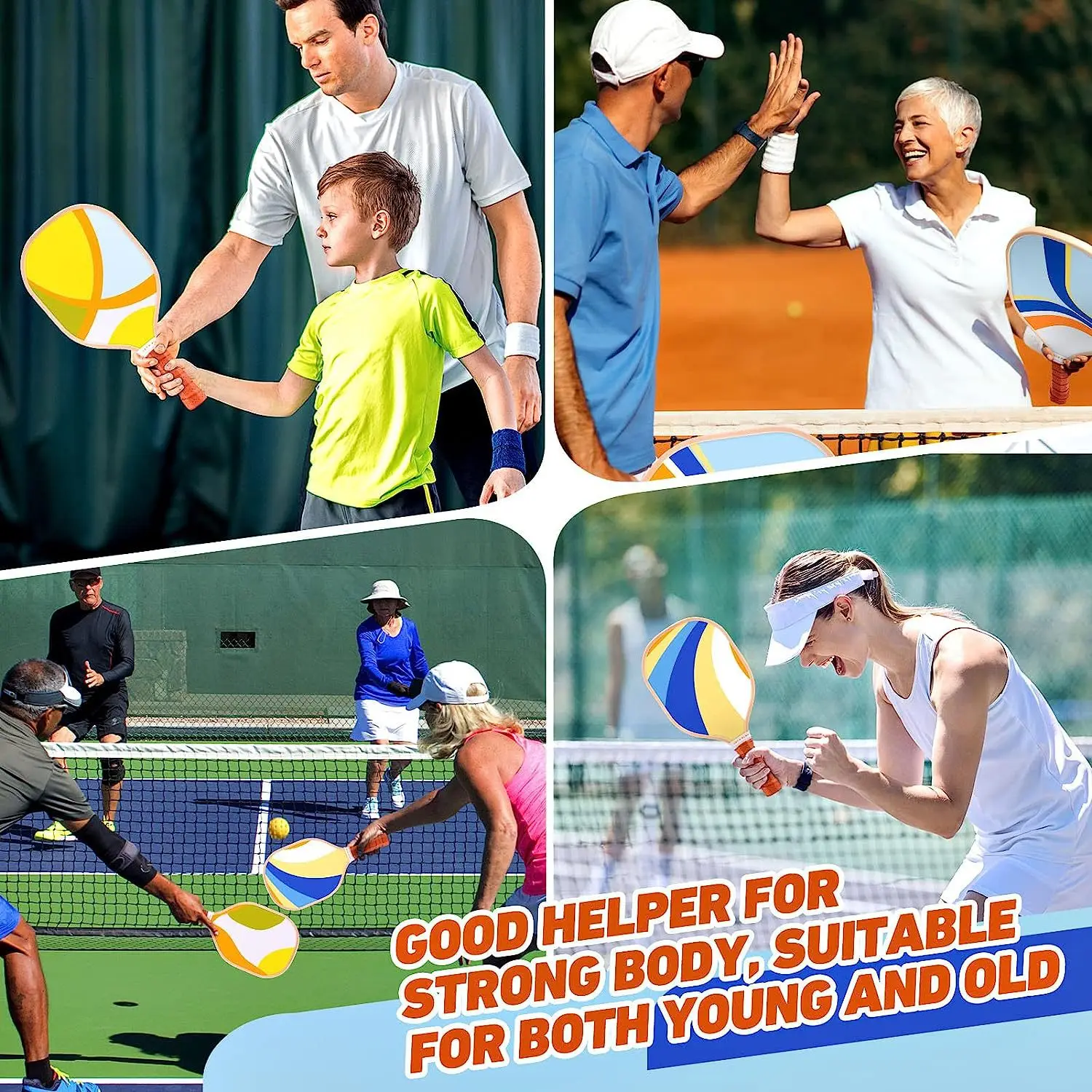 Весло для пиклбола с деревянной нескользящей ручкой - Фотография_6