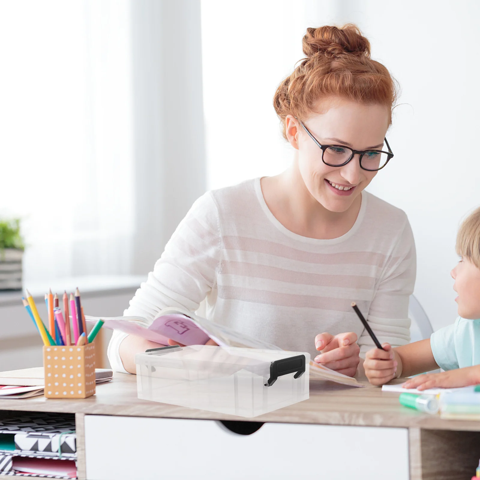 Прозрачный пластиковый пенал большой емкости - Фотография_2