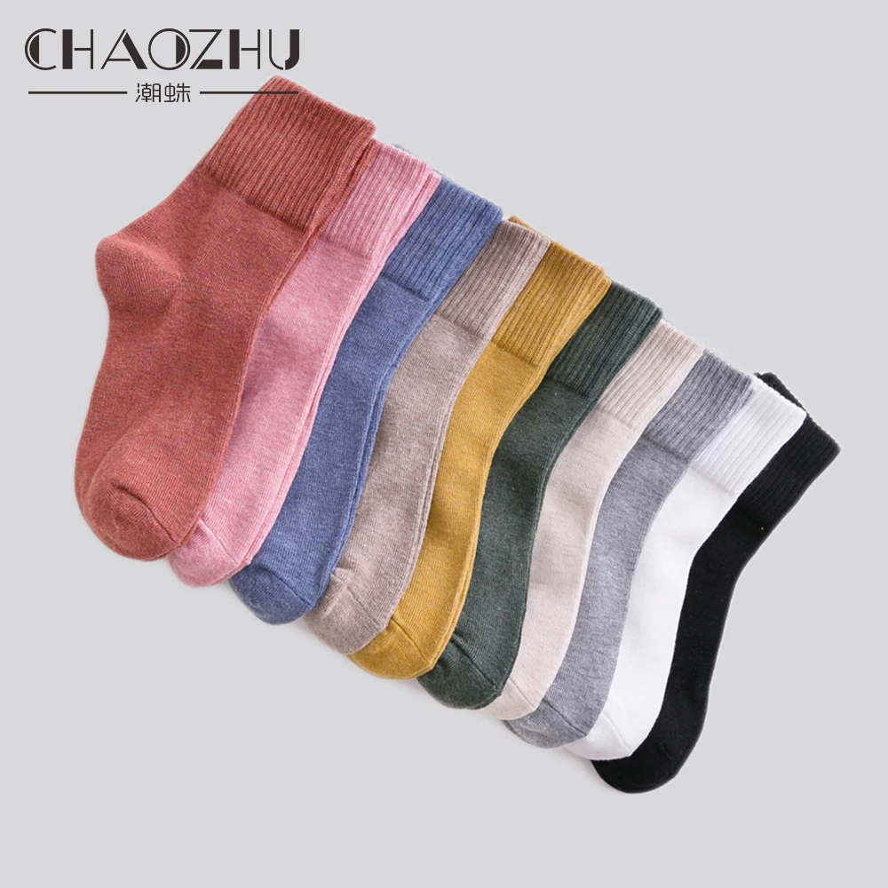 Носки chaozhu женские однотонные из 100% хлопка