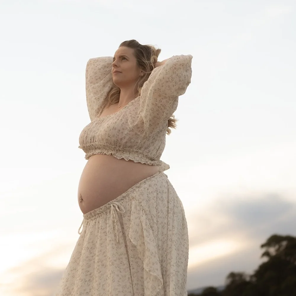 Шифоновый комплект из двух предметов с цветочным принтом для беременных - Фотография_6