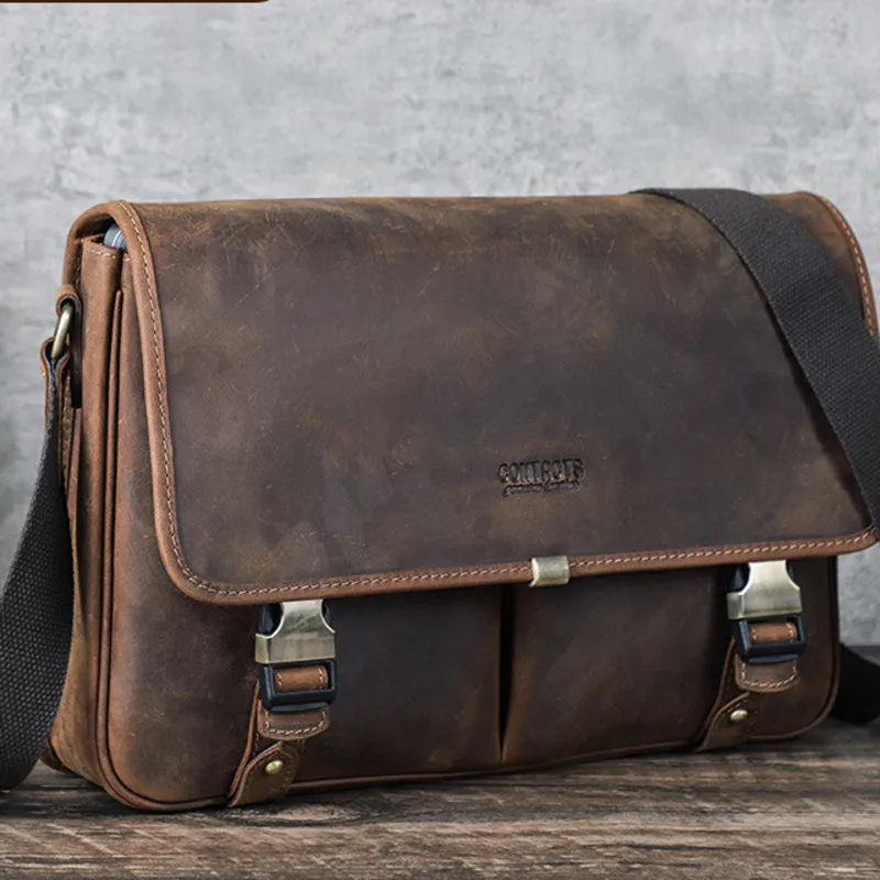 New fashionable crazy horse bags leather briefcases men's 13