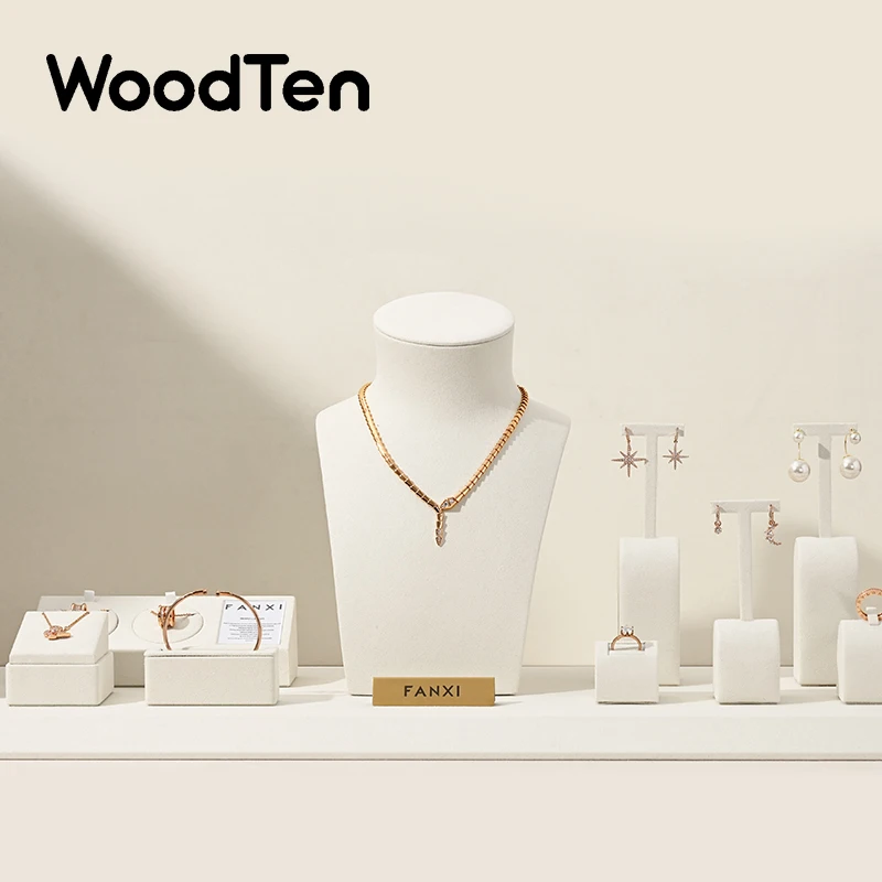 Woodten бежевая подставка для ювелирных изделий из микрофибры